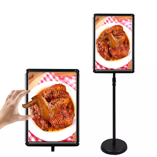 Business & Store Sign Holder Floor Standing Poster Easy Snap Frame Banner Stand