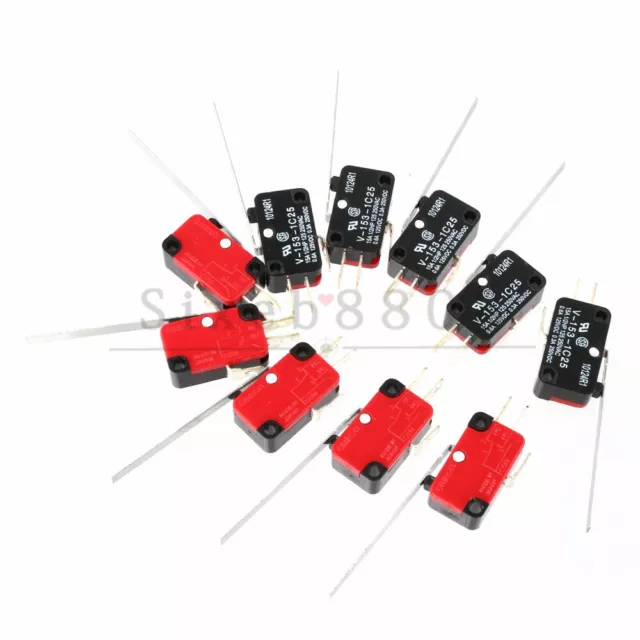 10pcs V-153-1C25 Micro Limit Switch Long Hinge Roller Momentary SPDT Snap Action