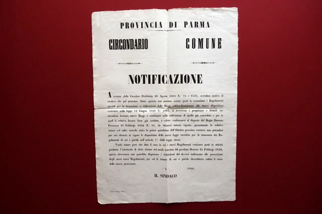 Grida Provincia di Parma Risaie Regolamenti Disposizioni in Vigore Donati 1866