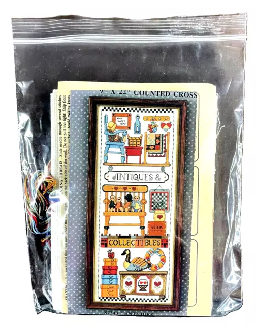 Design Works Vintage 1988 Counted Cross Stitch Kit ANTIQUES 14-Ct Stitchery