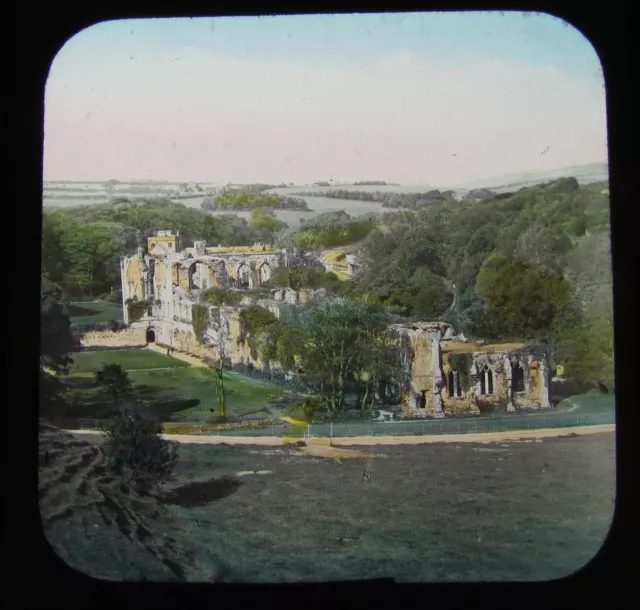 Glass Magic Lantern Slide FURNESS ABBEY C1900 CUMBRIA ENGLAND .