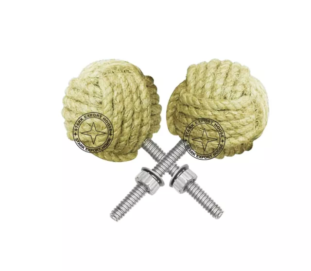 2 Knotty Door knobs Nautical Drawer pulls Jute Rope Drawer pulls Furniture Best