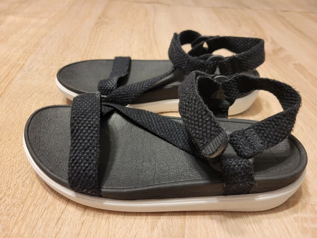 Fit Flop Z Strap Textile Sandals Black Size 8 Womens