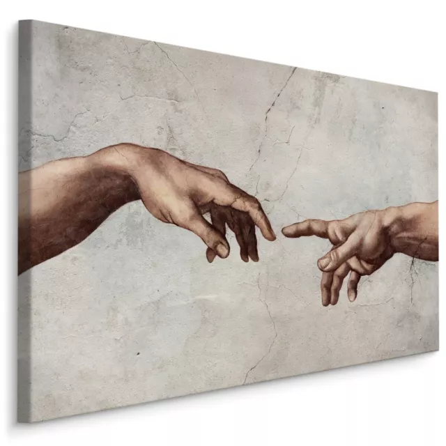 Leinwandbild Canvas Print Deko Wandbild Kunst Die Erschaffung Adams Michelangelo