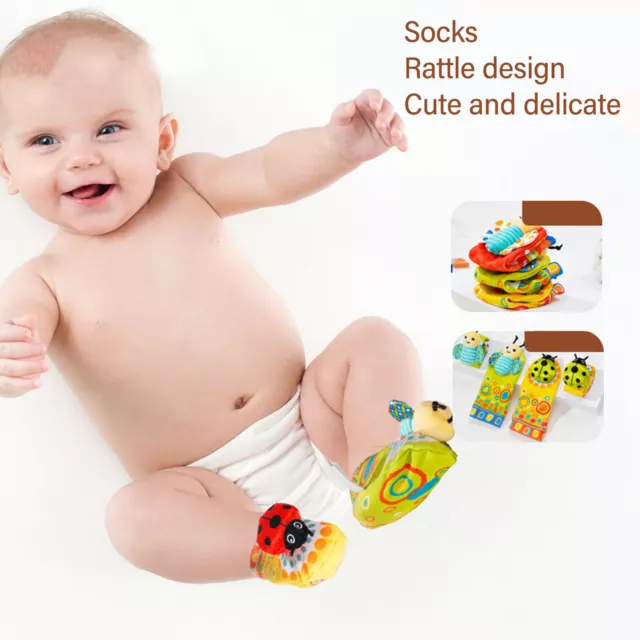 (Type 3)Animal Wrist Rattle Socks Baby Hand Feet Rattle Sound Paper Exquisite
