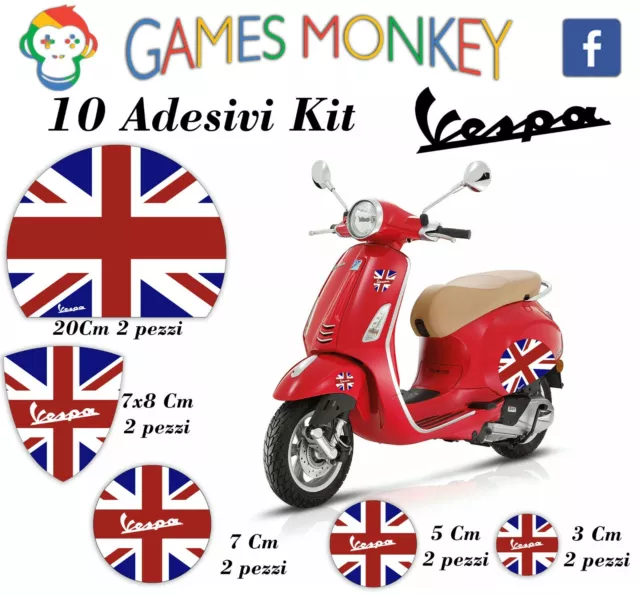 VESPA MOTORCYCLE STICKERS kit PIAGGIO flags UK ENGLAND circle ET2 ET4