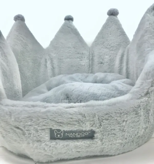 Plush Crown Pet Bed Dog or Cat Silver/Grey by NANDOG Pet Gear NWT Free Shipping