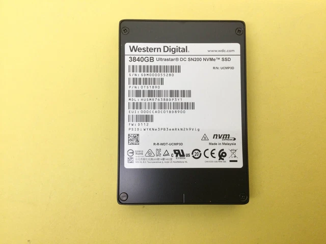 WESTERN DIGITAL ULTRASTAR DC SN200 3.84 TB PCIe NVMe 2.5 SSD