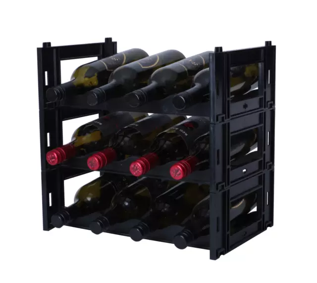 12 Bottle Ezirak BLACK Modular Wine Rack -Free Postage Australia wide