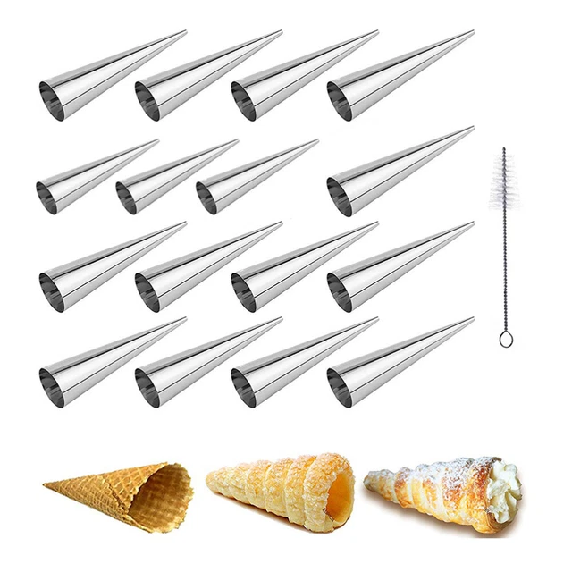 LINGJIONG Forme Cannoli – Stampi Cannoli in acciaio inox – 12 pezzi – Antiaderenti crema corno strumento per la produzione di pancake, torta a spirale fai da te per dolci tradizionali