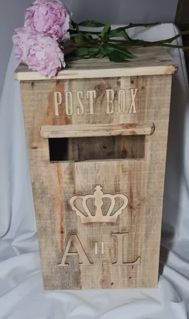 Wedding Post Box Personalised Rustic Gift Card  Vintage Treated Recycled Wooden