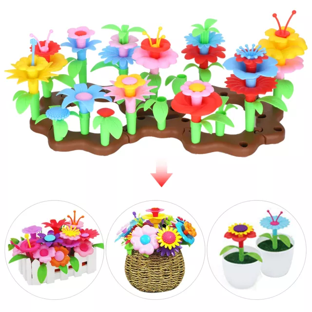 148pcs/set DIY Educational Flower Arrangement Toys Creative Colorful  Interconnecting Blocks Building Garden Game for Girls