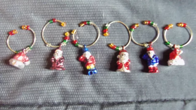 VTG Christmas wine charms drink markers set of 6 christmas theme