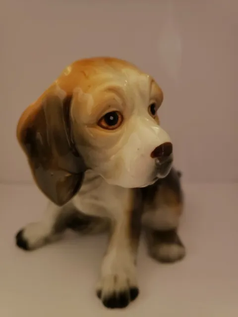 Josef Originals Vintage Beagle Hound Dog Sad Puppy Large Figurine Labels RARE 3