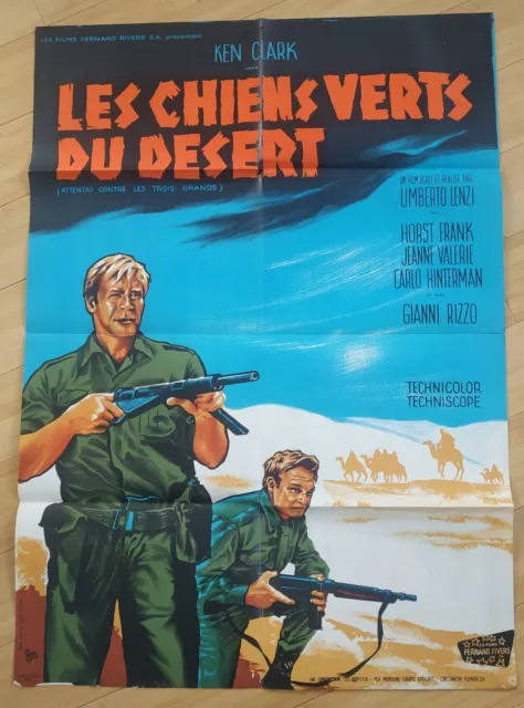 AFFICHE CINEMA ORIGINALE 60/80 les chiens verts du désert _ litho BE