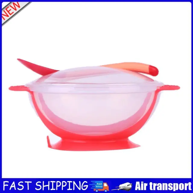 3pcs Baby Cutlery Sets Drop Resistance Suction Cup Bowl Spoon Kit (Pink AU