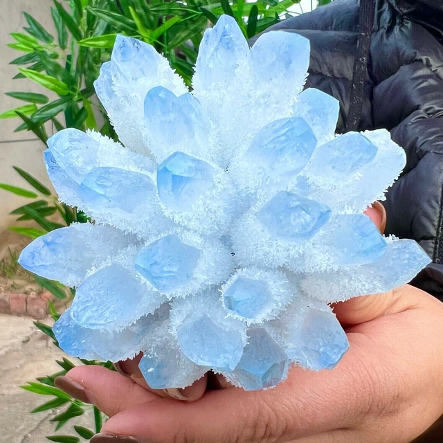 New Find Blue Phantom Quartz Crystal Cluster Mineral Specimen Healing 300g+/1pcs 5