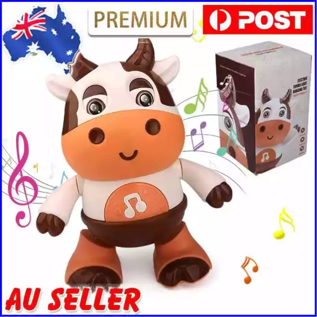 Dancing Walking Cow Toys Musical LED Light Toy For Boy Girl Baby Kids Xmas Gift