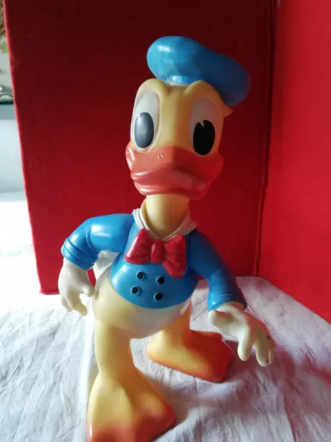 Vintage große Disney Quietsch Figur Gummi Donald Duck ca 28 Cm Ledraplastic Top