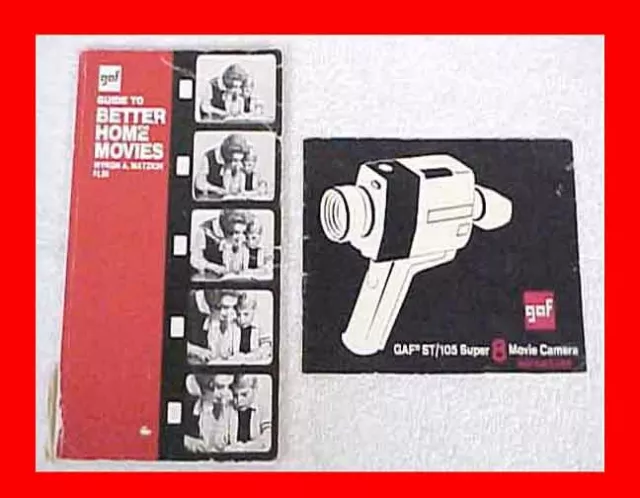 Gaf Anscomatic St/105 Super 8 Movie Film Camera Manual + Better Home Movies Book
