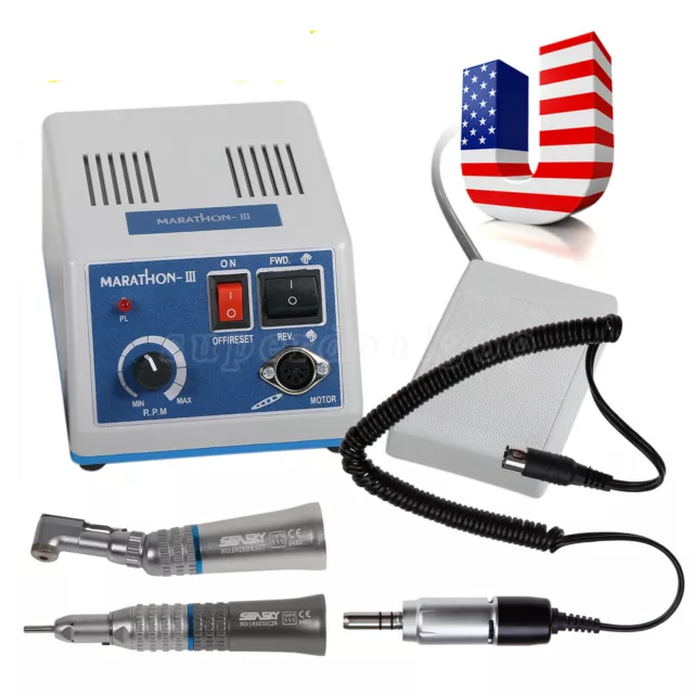 Dental Marathon Micromotor 35K rpm /Straight Contra Angle Handpiece Lab Clinic