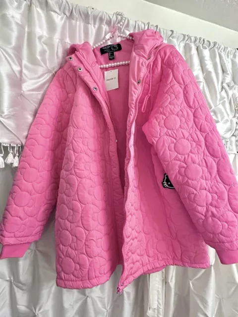 Hello Kitty & Friends Pink Oversized Puffer Jacket Adult Large Forever  21 NWT