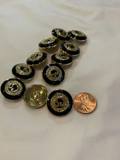 St. John Collection button Replacement  Black Onyx And Gold Tone Set Of 11