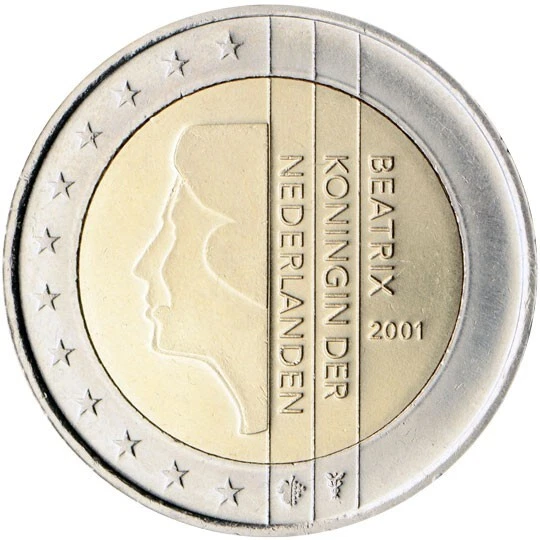 2 Euro 2001 Beatrix Koningin Der Nederlanden Valore MONEDA DE 2 Euros Holandesa "Beatrix Koningin Der Nederlanden" 2001 EUR