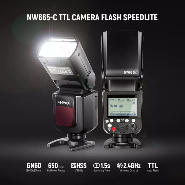 Neewer NW665-C E-TTL II Speedlite Flash， 2.4G HSS 1/8000s， for Canon R6 R5 R3 2