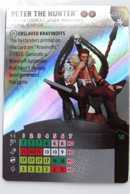 Spider-Man Beyond Amazing ~ PETER THE HUNTER #L039b HeroClix Legacy Stat Card
