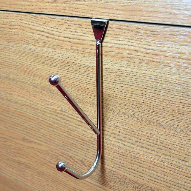 Single Metal Over Door Ball End Chrome Daily Multiple Use Dual Hanger