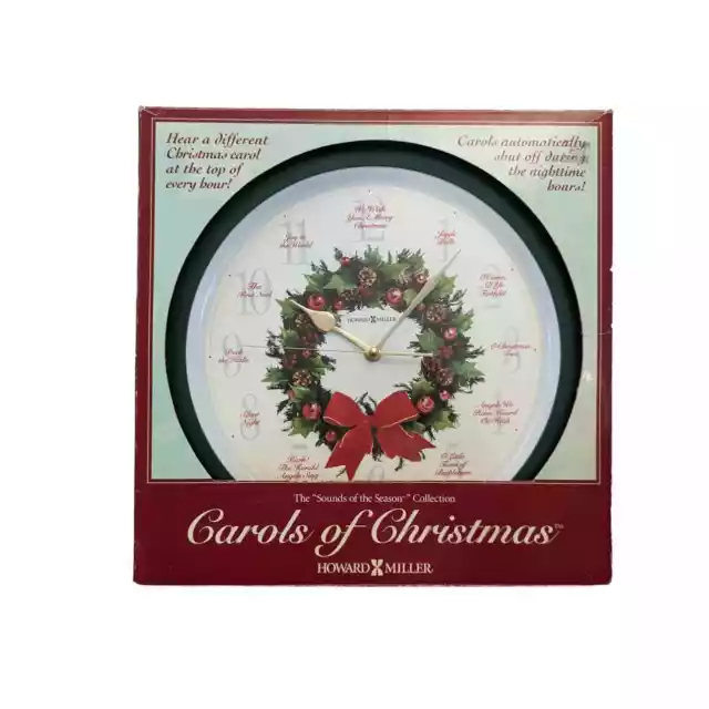 Vintage Howard Miller Musical Carols of Christmas Wall Clock 13” Original Box