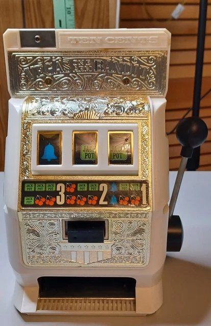 Vegas One Arm Bandit Vintage Japan 10 Cents Slot Machine Toy Poynter w/Box