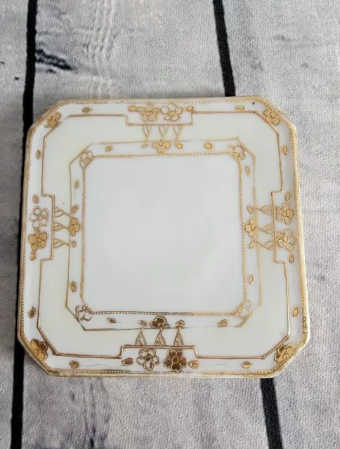Antique Japanese Nippon Moriage Tea Tile or Trivet Morimura Bros. Lovely!