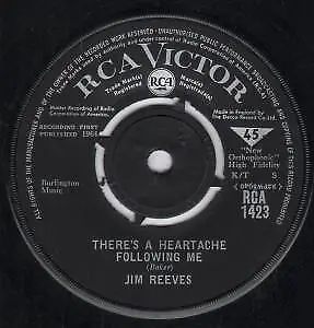 Jim Reeves - There's A Heartache Following Me - Used Vinyl Record 7 in - G326z