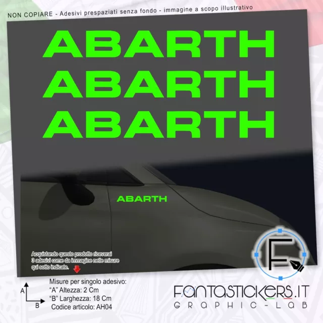 3x Adesivo Abarth Logo Dritto 500 595 695 Biposto - Auto Tuning Sticker AH04-8