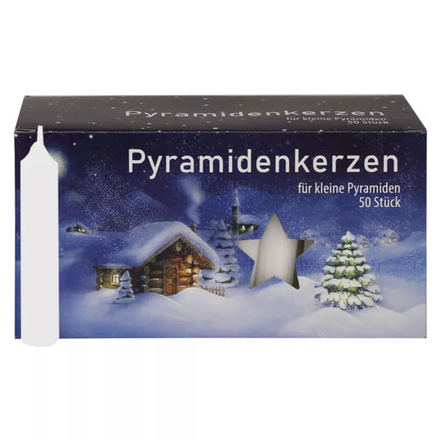 Pyramidenkerzen klein, weiß ca. 14 x 74 mm 50 Stück/Pack Weihnachtskerzen