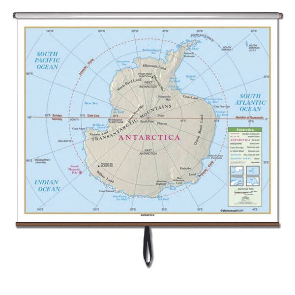 ANTARCTICA ESSENTIAL CLASSROOM Wall Map on Roller 194.00 PicClick