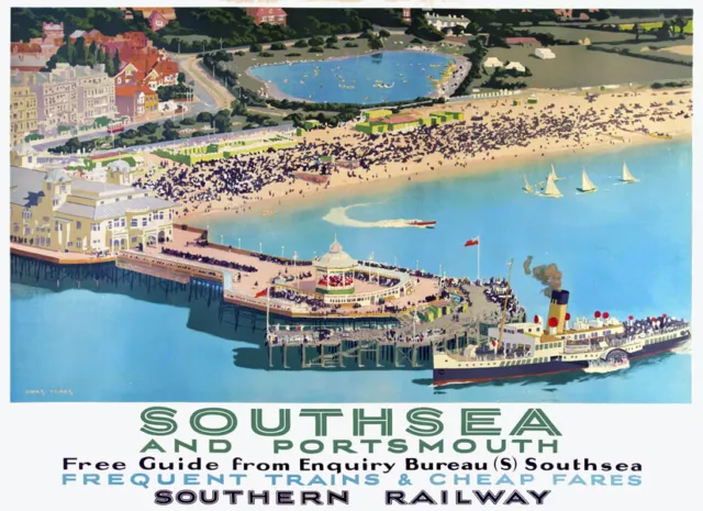 TX568 Vintage Southsea & Portsmouth Travel Poster Southern Railway A2/A3/A4