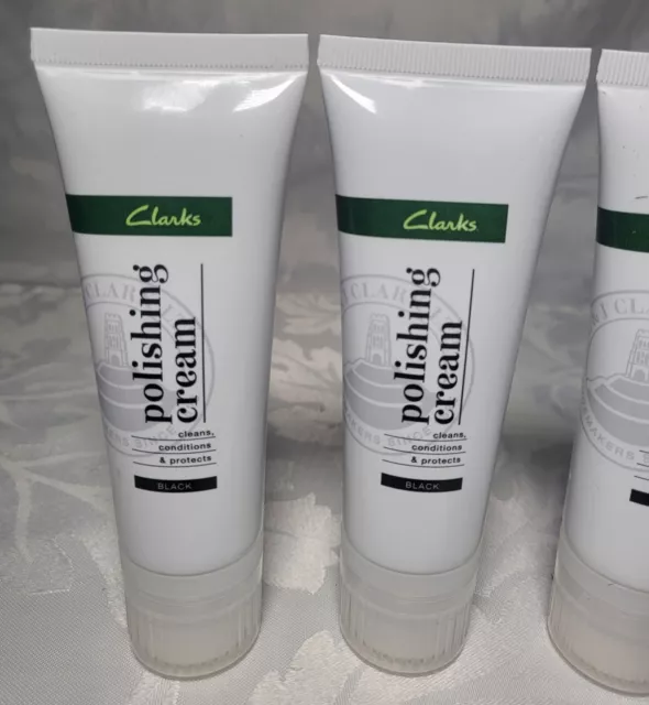 3 X GENUINE Clarks Polishing Cream Cleans Conditions Protects