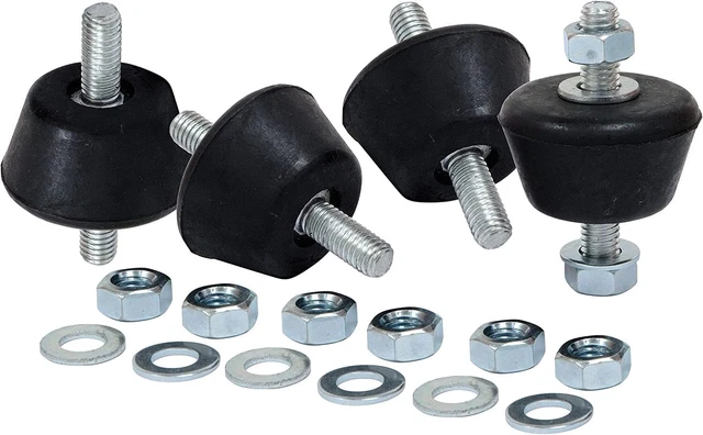 Plots Anti-Vibration M8 En Caoutchouc - Lot De 4, Double Tige Filetée 25mm, Pour Machines Bruyantes