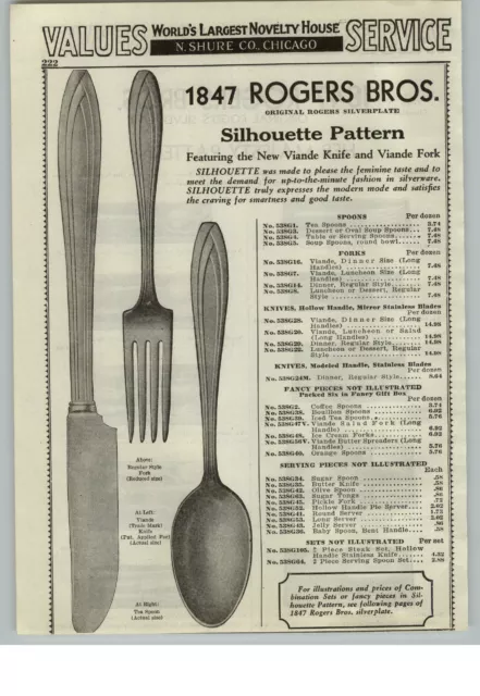 1933 PAPER AD 2 PG 1847 Rogers Bros Silverware Silhouette Design Pattern