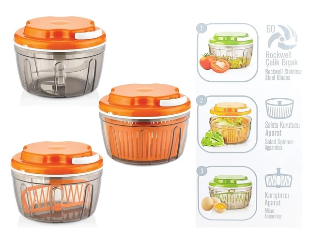 Large 3 in 1 Pull String Hand Chopper Manual Food Processor Slicer Vegetables