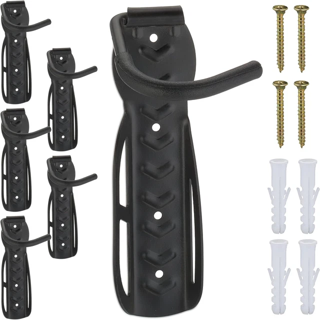 Ganci Da Parete Per Bici - Set 6 Ganci A J Neri Per Garage Max 20kg Carico