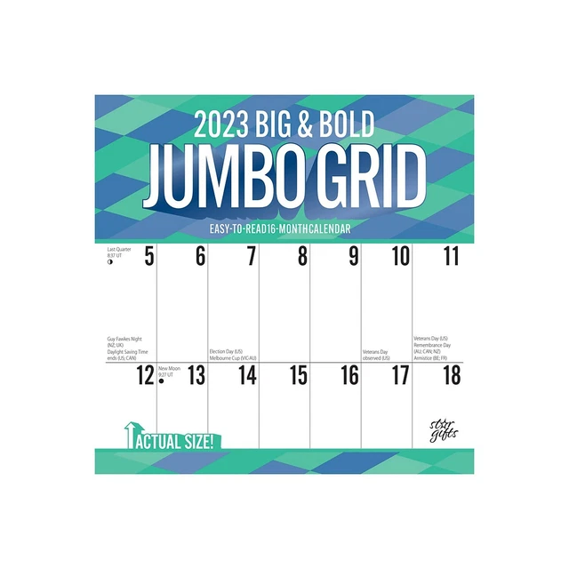 2023 BROWNTROUT BIG and Bold Jumbo Grid 12" x 12" Monthly Wall Calendar