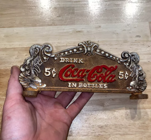 Coca Cola Cash Register Sign Plaque Cast Iron Metal Patina Soda Pepsi Collector