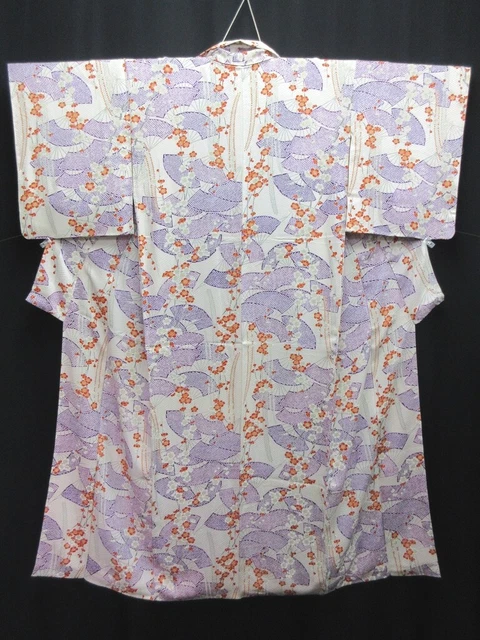 7967M4 Silk Japanese Kimono Robe Dress Plum blossom Komon Tall