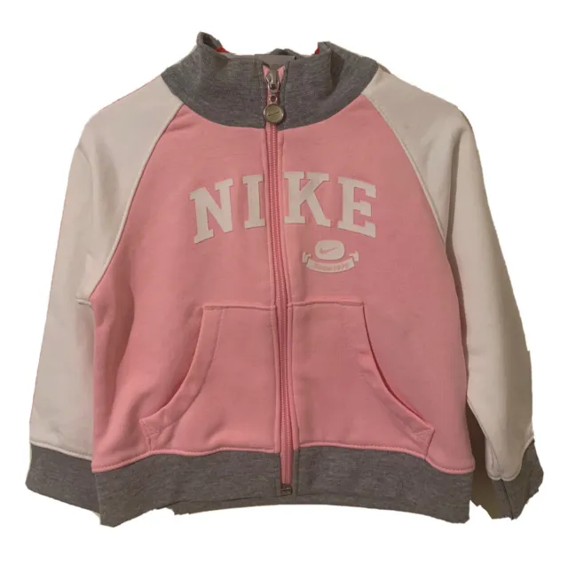 Nike Track Jacket Varsity Jacket Ragazze Xsmall Età 3-4 Rosa Bianco Grigio Leggi Descrizione