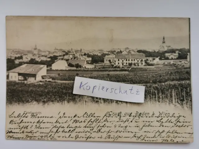 AK Baden b. Wien Gruss aus Totalansicht gel. 10.01.1901 nach Wien