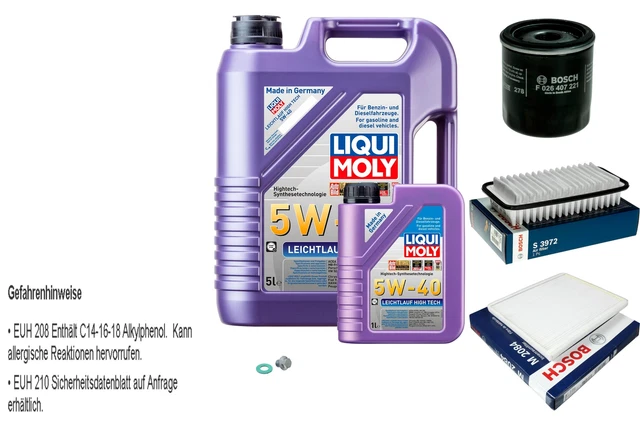 Pacchetto Manutenzione Auto – 6L Olio Motore LM Leichtlauf High Tech 5W-40 + Filtro Olio MANN + Filtro Aria MANN
